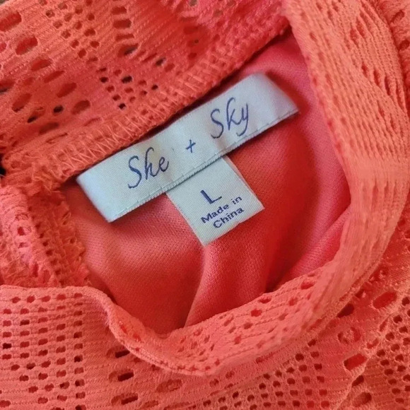 She+Sky Women's Dress, Coral Color, Size Large, Halter Neck, Sleeveless - Picture 3 of 6